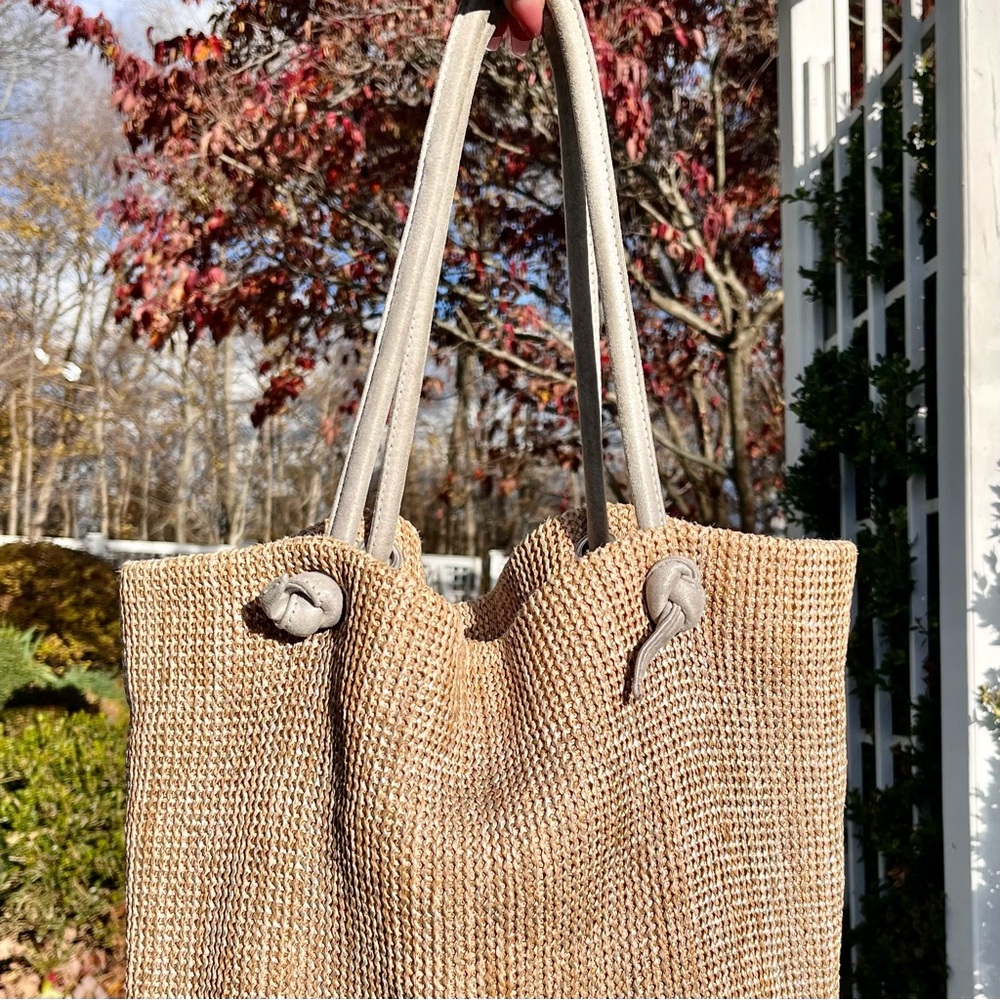 Monserat De Lucca Women’s Large Mafalda Shopper Tote Bag — Natural & Silver - Picture 5 of 12